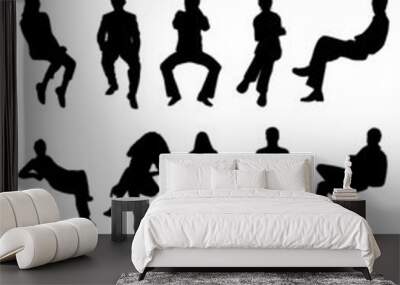 collection of sitting people vector Wall mural