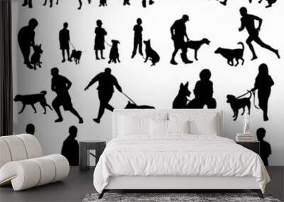 people with dogs silhouettes Wall mural