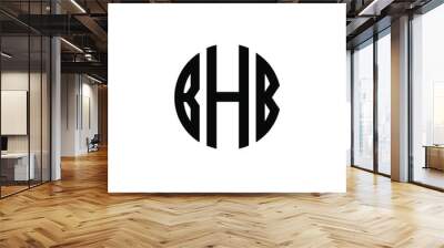 BHB letter logo design. BHB letter in circle shape. BHB Creative three letter logo. Logo with three letters. BHB circle logo. BHB letter vector design logo  Wall mural