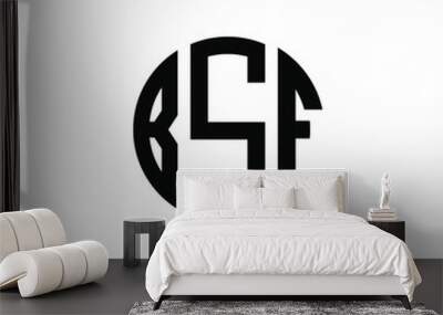 BSF letter logo design. BSF letter in circle shape. BSF Creative three letter logo. Logo with three letters. BSF circle logo. BSF letter vector design logo  Wall mural