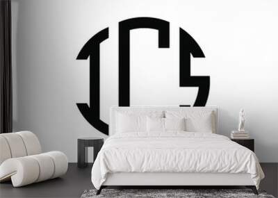 ICS letter logo design. ICS modern letter logo with black background. ICS creative  letter logo. simple and modern letter ICS logo template, ICS circle letter logo design with circle shape. ICS   Wall mural