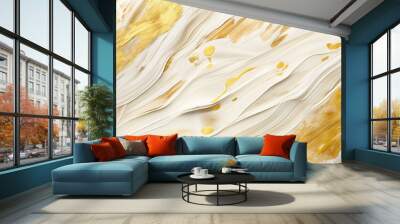 An elegant composition of creamy glazing acrylic brush strokes in luxurious gold and warm cream tones Wall mural