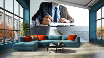 Businessman in the chairman position work Wall mural