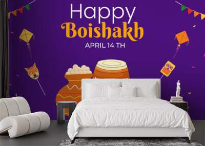 Happy Baisakhi April 14horizontal banner design. Bengali New Year Pohela Boishakh background. Wall mural