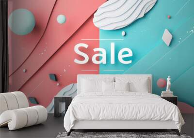 Abstract Pastel Sale Banner with Elements Wall mural