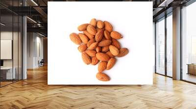 Almonds isolated on white background Wall mural