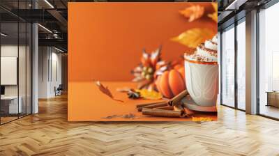 Autumn Pumpkin Spice Latte with Cinnamon Wall mural