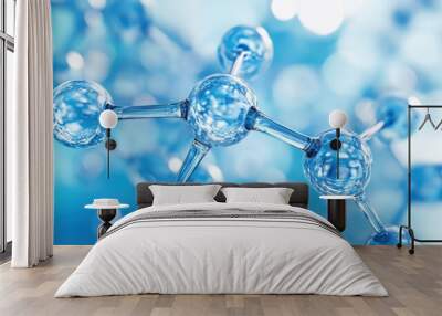 Close-up of blue molecular structure on a blurred background Wall mural