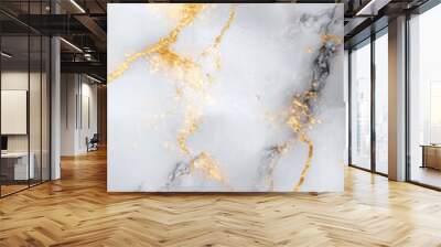 Elegant white and light grey marble texture with gold accents for design and decor Wall mural