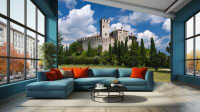 Cloudy sky in a sunny day over the medieval Villalta castle, Fagagna, Friuli, Italy
 Wall mural