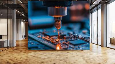 Precision Soldering on Circuit Board Wall mural