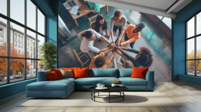 Teamwork and Collaboration in a Modern Workspace Wall mural