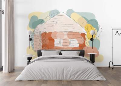 rural wooden retro house vector illustration Wall mural