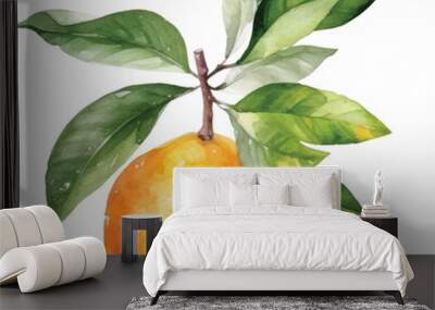 Orange watercolor illustration isolated on white transparent background. Wall mural