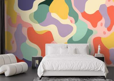 Abstract colorful trendy pattern, camouflage inspired nature seamless illustration Wall mural