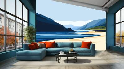 beautiful landscape hawaii island abstract minimal tropical beach sunset Wall mural