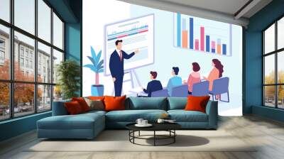 Business people listening to a presentation in a conference room, corporate training vector illustration Wall mural