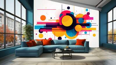 geometric abstract shapes and lines vector illustration in different colors artwork pattern Wall mural