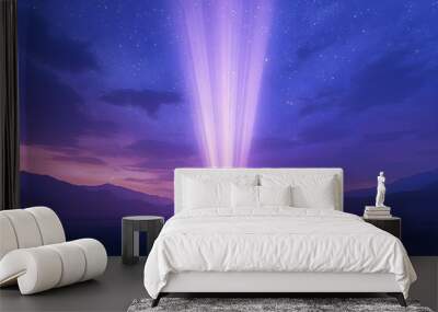 radiant aurora landscape peaceful photorealistic inspiring illuminating man astronomy Wall mural