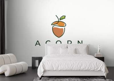 Acorn logo icon design template flat vector illustration Wall mural