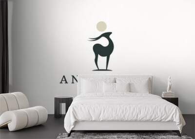 Antelope animal logo icon design template flat vector illustration Wall mural