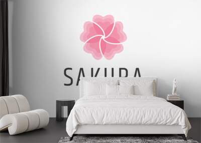 Sakura flower logo icon flat design template vector illustration Wall mural