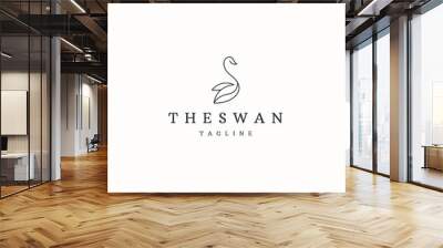 Swan line style logo icon design template flat vector Wall mural