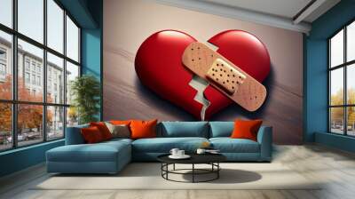 Healing Heartache: Broken Heart and Plaster Bandage Symbolizing Relationship Recovery