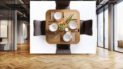 Innovative Dining Space Design: 3D Floor Plan Featuring Art Table Viewed from Above on White Background Wall mural