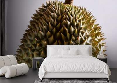 Close-up of fresh durian Fruit with water drops on a pitch white background Wall mural