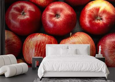 Lots of red apples. Tasty and juicy. Background of apples Wall mural