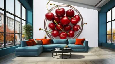 Red cherry, isolated on a clean white background Wall mural