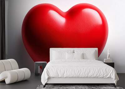 red heart shape isolated white background Wall mural