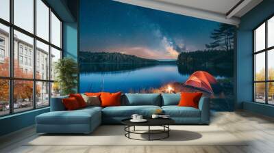 Camping Under the Milky Way Wall mural