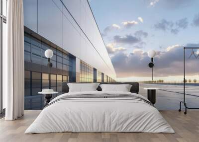 Modern Architectural Design Against a Cloudy Sunset Wall mural