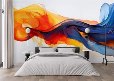 an abstract painting of blue, red, and orange colours Wall mural