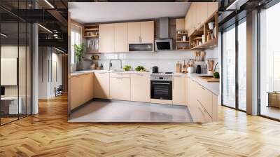 A Home kitchen interior for everyday work and a cooking cabinet in the wonderful image Wall mural