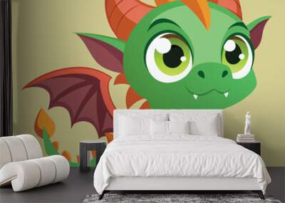 a cartoon image of a cute baby dragon vector illustration Wall mural