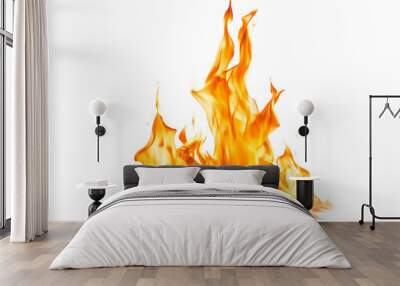 Fire flames isolated on white background Wall mural