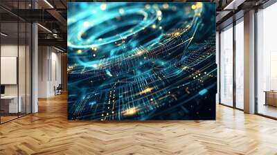 Elegant Abstract Technology Background with Digital Art Showcasing the Complexity and Beauty of Technology Wall mural