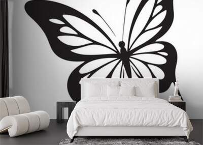 Flying Butterfly Vector Silhouette. Beauty Butterfly Vector icon design Wall mural