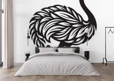 Ostrich silhouette vector illustration, Ostrich emu bird vector illustration on a white background Wall mural