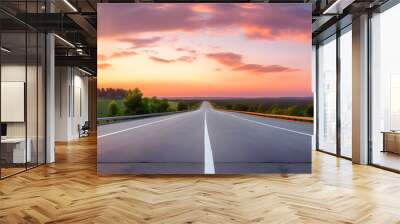 Strikingly Beautiful Early Dawn Hour on an Empty GX Highway, an Eloquent Testimony to Tranquility and Adventure Wall mural