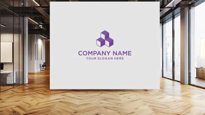 3D letter logo in the form of hexagons and cube logos with letter designs for corporate identity Wall mural