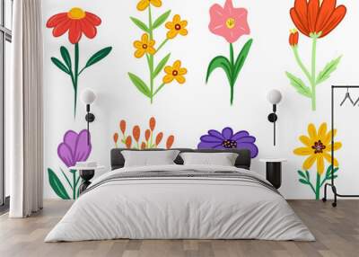 set of flowers, Vector art icon sheet illustration of clipart of various type of flowers Wall mural