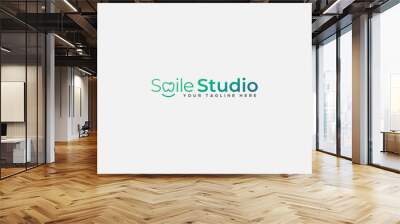 modern smile logo, simple typography logo Wall mural