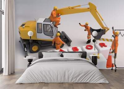 3d labor day with tools and workers concept  Wall mural