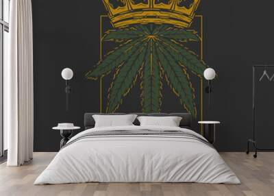 king cannabis hand drawn design vintage. illustration cannabis retro vintage design for t shirt and apparel Wall mural