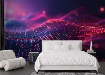 Quantum processing. Deep learning artificial intelligence. Future new technology for business or science presentation. Vector background Wall mural