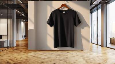 Blank Black t-shirt mockup with copy space front view.Tee with Copyspace for advertising t shirt Wall mural